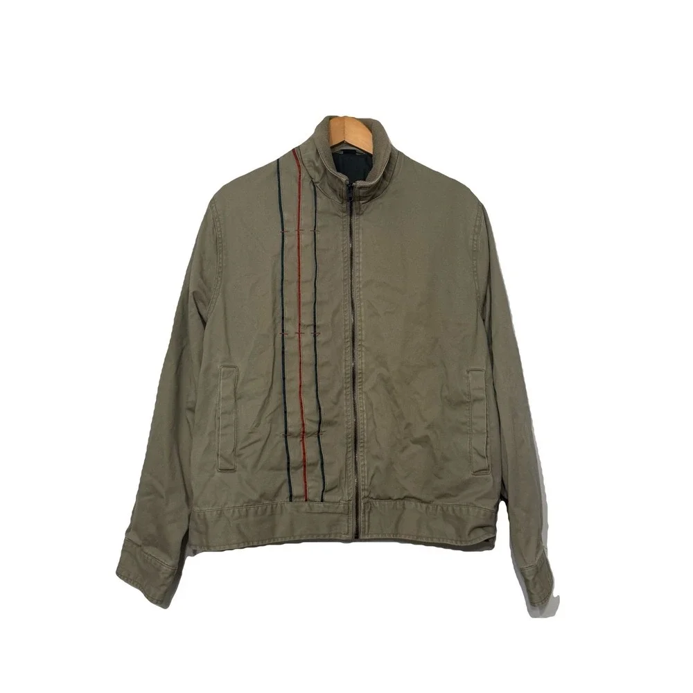 Schott NYC HP Racing Team Bomber Jacket Mens L Olive Green Cotton Twill Zip Up